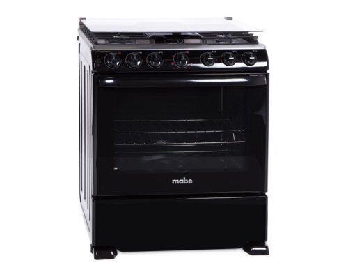 Cocina Mabe Gas 30",  6Q Tech (4 Estándar, 1 jumbo, 1 Fast cook), Negro, cubierta acero inoxidable, EM7656CFIN0