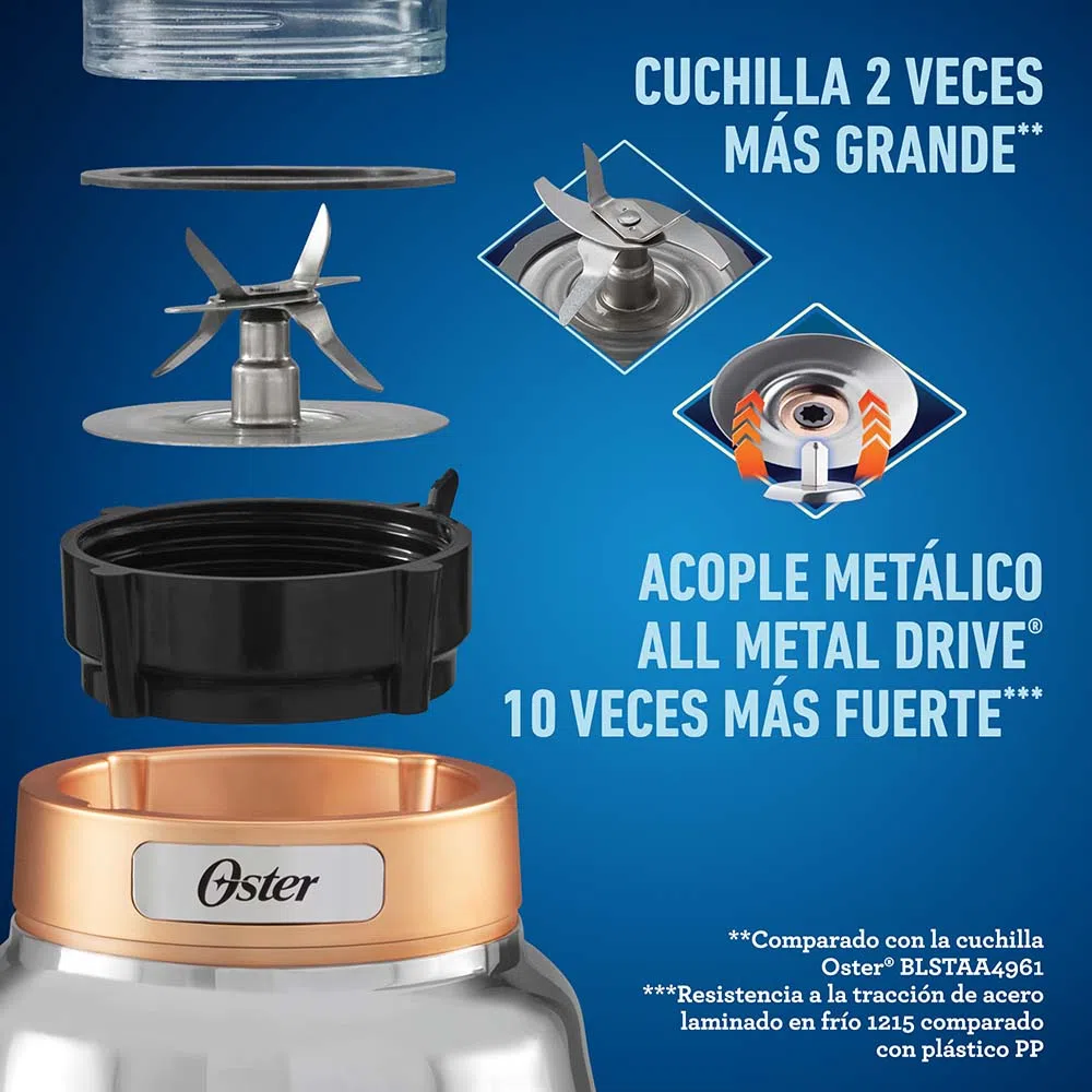 Licuadora Osterizer® Max de 2 caballos de fuerza con perilla y vaso de vidrio BLSTPBR - Image 6