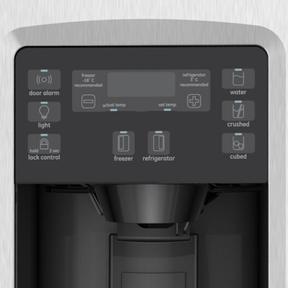 Refrigerador automático GE Side by Side 26", Inox, 755L, Display Touch, LED, Despachador agua y hielo, THES, GNM26AETFSS - Image 3