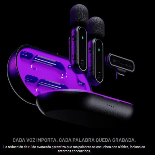 JUEGO DE MICRÓFONOS INALÁMBRICOS DE SOLAPA CON ESTUCHE RECARGABLE Y RECEPTOR USB-C® PMI-L10BT