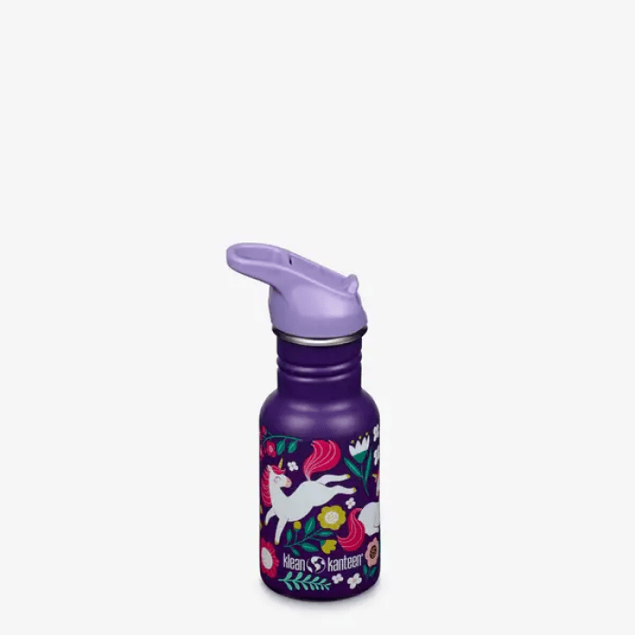 Klean Kanteen - Botella de agua clásica para niños de 12 onzas con tapa deportiva y pajita (1011206 1011210 - Image 2